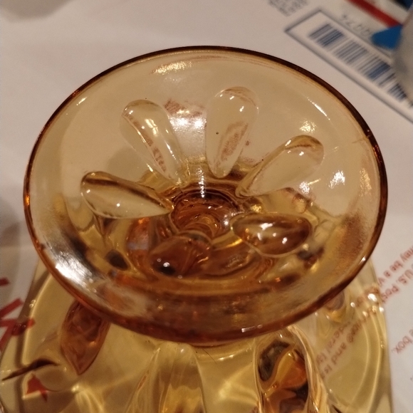 Vintage Candle Holders by Viking Glass Co “Epic” Amber/Gold Glass. - Picture 4 of 5